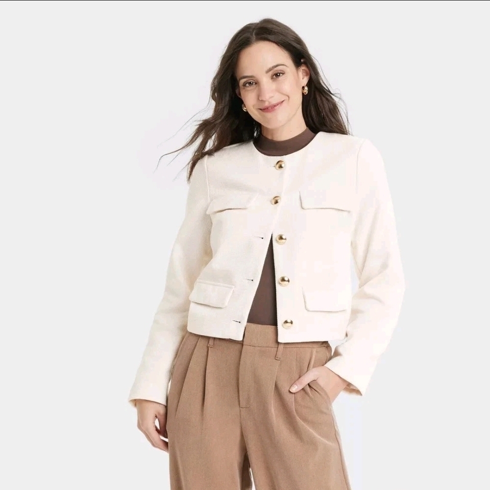 a new day Ivory Button-Up Lady Jacket